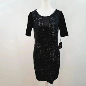 Elie Tahari for Design Nation Women’s Sheath Dress Black Scuba Zippers XS NWT